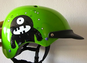 Amigo Collection Green with Pac Man type decoration with black visor Bike and Equestrian.jpg